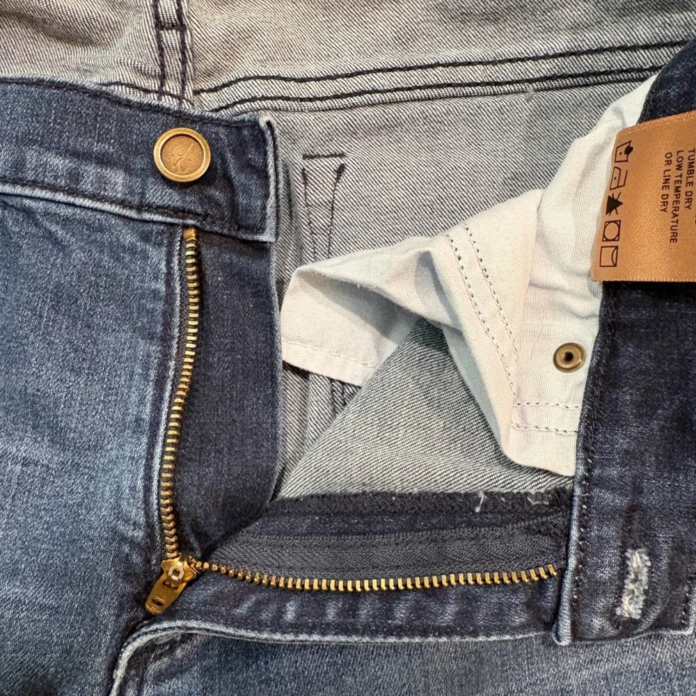 Driftwood Jackie Skinny Jeans Floral Embroidered Blue Cotton Blend Size 27‎